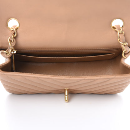 Chanel Calfskin Chevron Quilted Mini Rectangular Flap Dark Beige 5 of 11