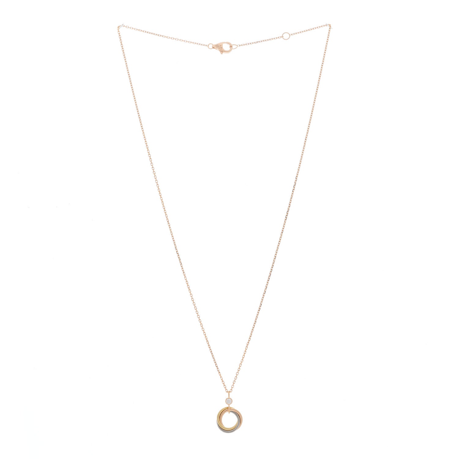 Cartier 18K Pink Yellow White Gold Diamond Trinity Pendant Necklace 2 of 5