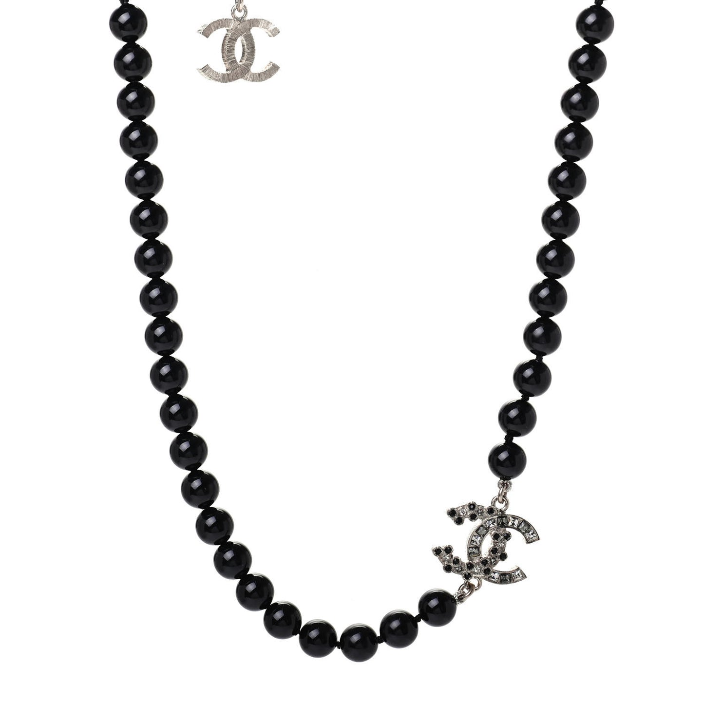 Bead Crystal CC Short Necklace Black
