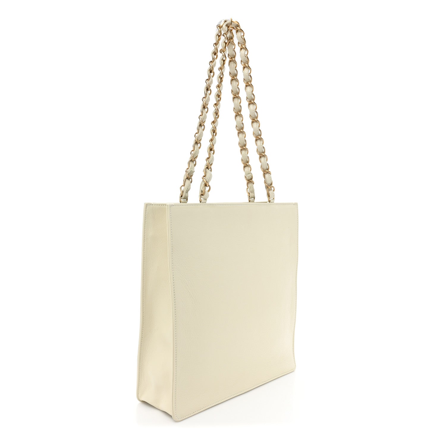 Chanel Shiny Aged Calfskin North South Shopping Bag White 3 of 13