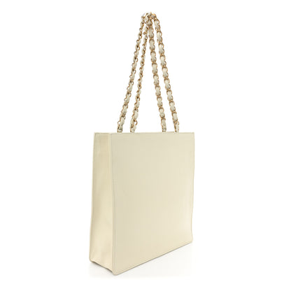 Chanel Shiny Aged Calfskin North South Shopping Bag White 3 of 13