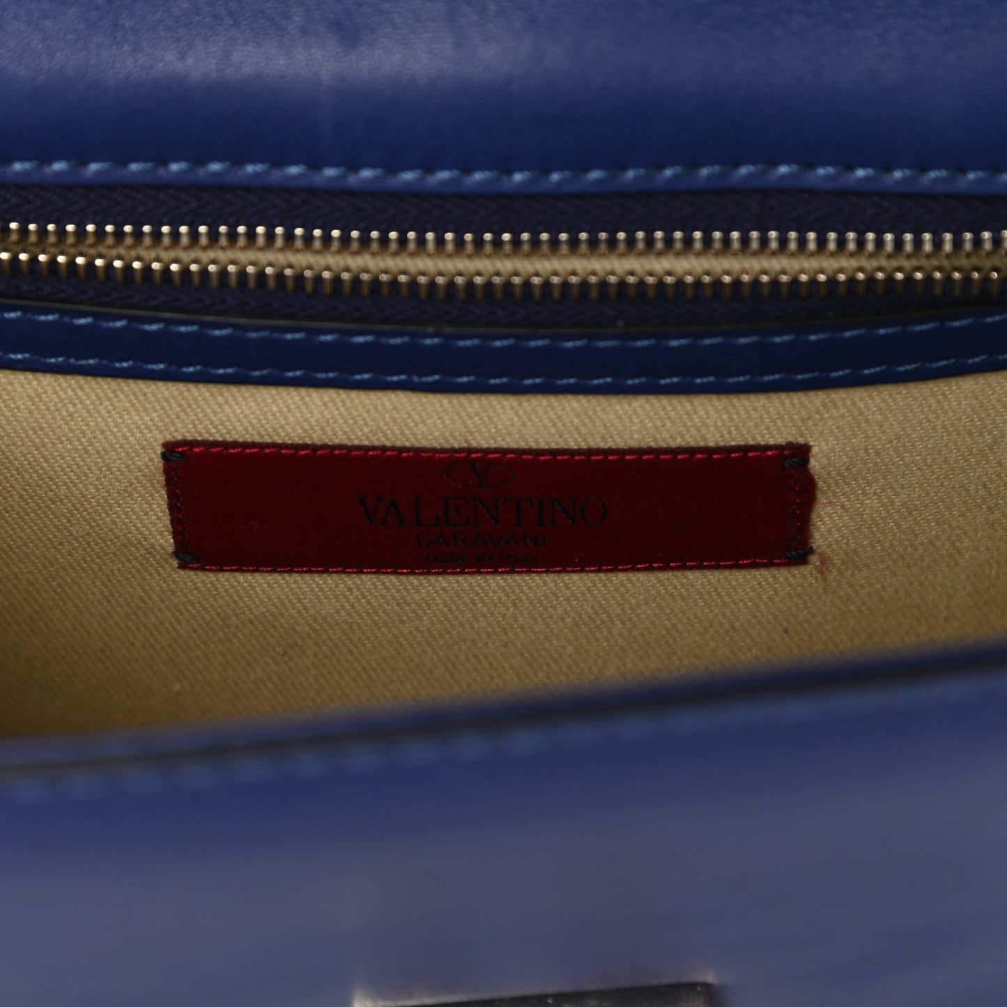 Vitello Small Glam Lock Rockstud Flap Blue China