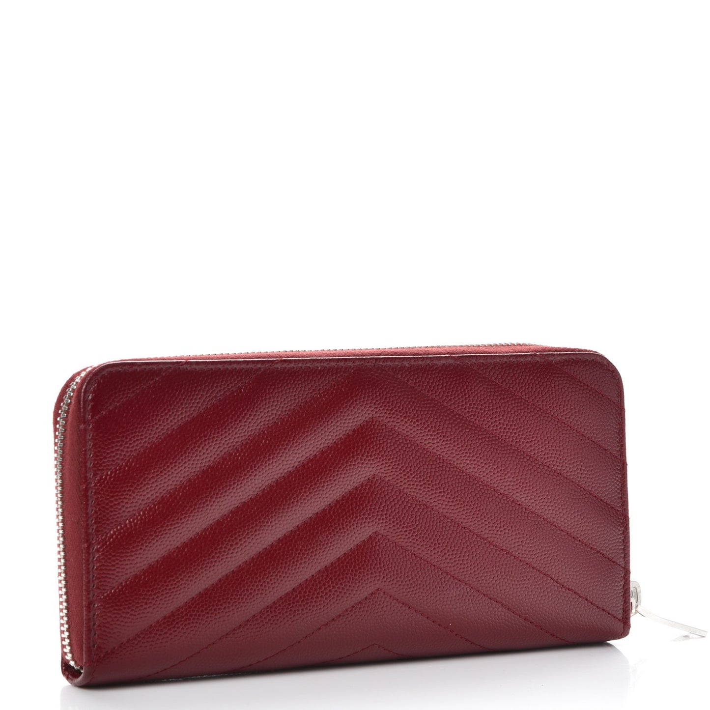 Grain De Poudre Matelasse Chevron Monogram Zip Around Wallet Dark Red