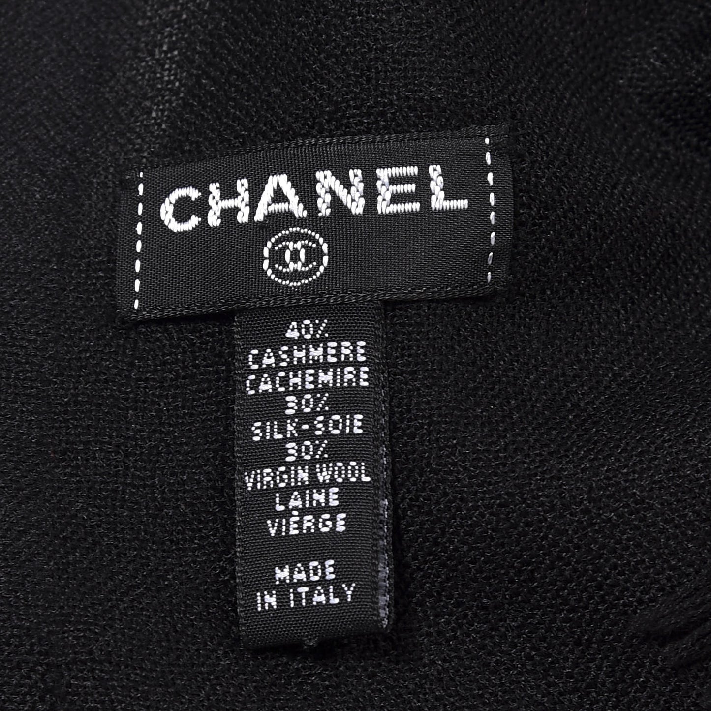 Cashmere Wool Silk CC Scarf Black