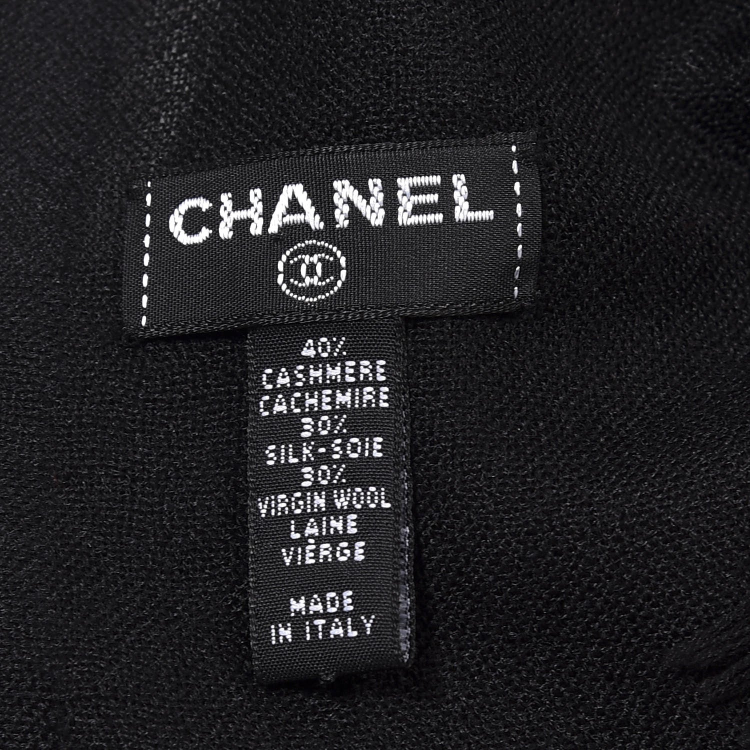 Chanel Cashmere Wool Silk CC Scarf Black 3 of 4