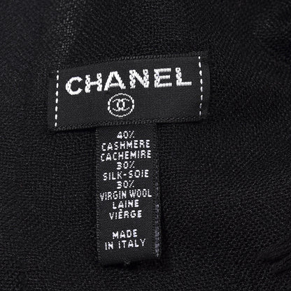 Chanel Cashmere Wool Silk CC Scarf Black 3 of 4