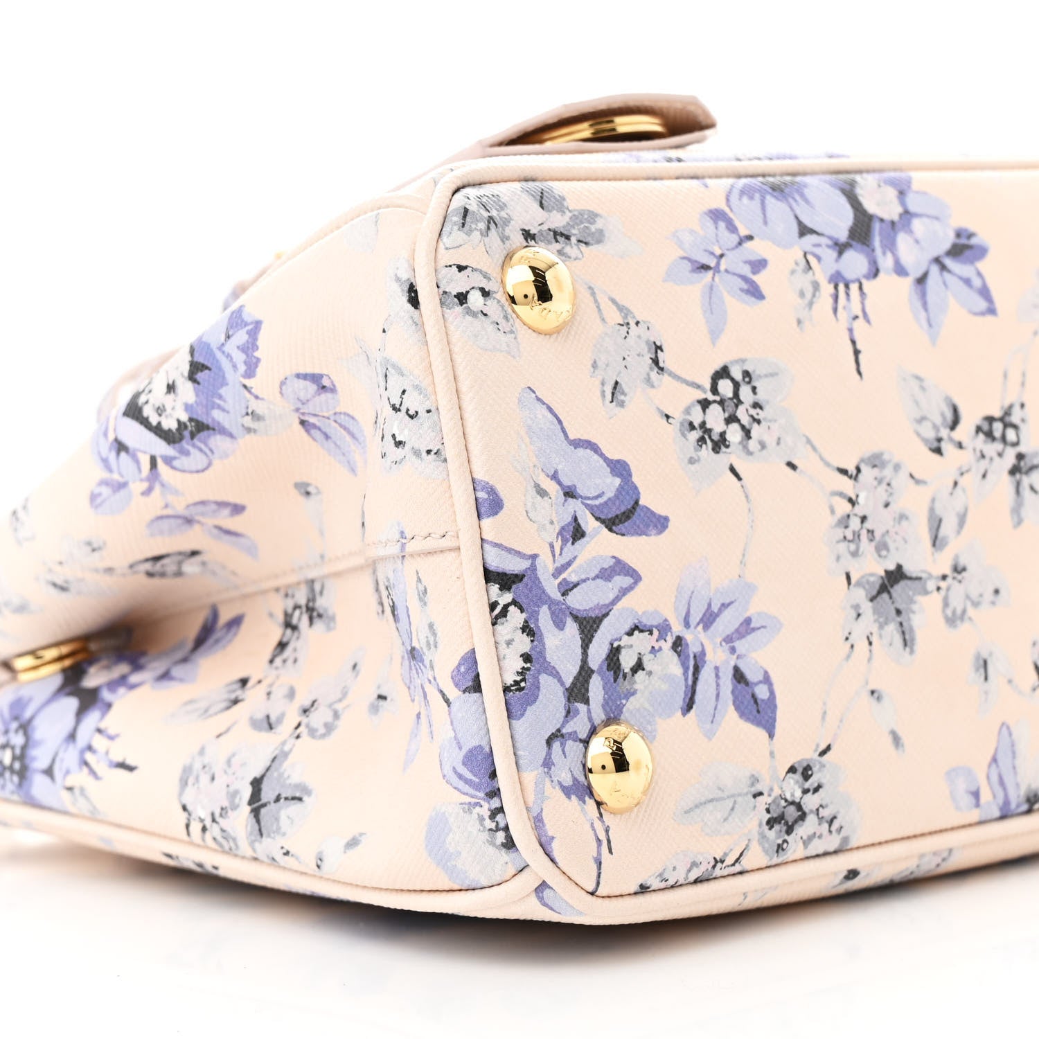 Prada Saffiano Lux Floral Print Small Galleria Double Zip Tote Periwinkle Blue 9 of 10