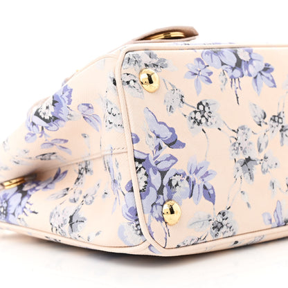 Prada Saffiano Lux Floral Print Small Galleria Double Zip Tote Periwinkle Blue 9 of 10