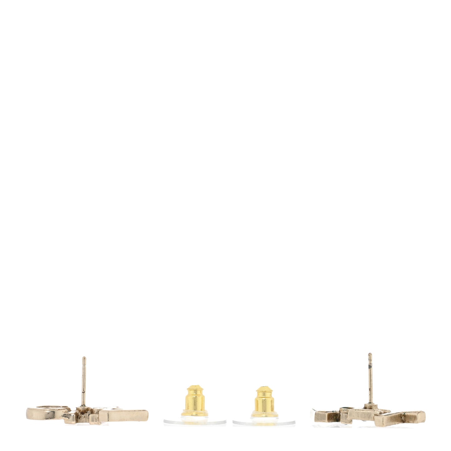 Crystal Cha-Nel Logo Earrings Gold