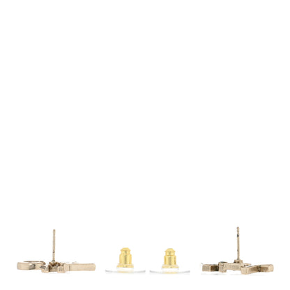 Chanel Crystal Cha-Nel Logo Earrings Gold 3 of 5