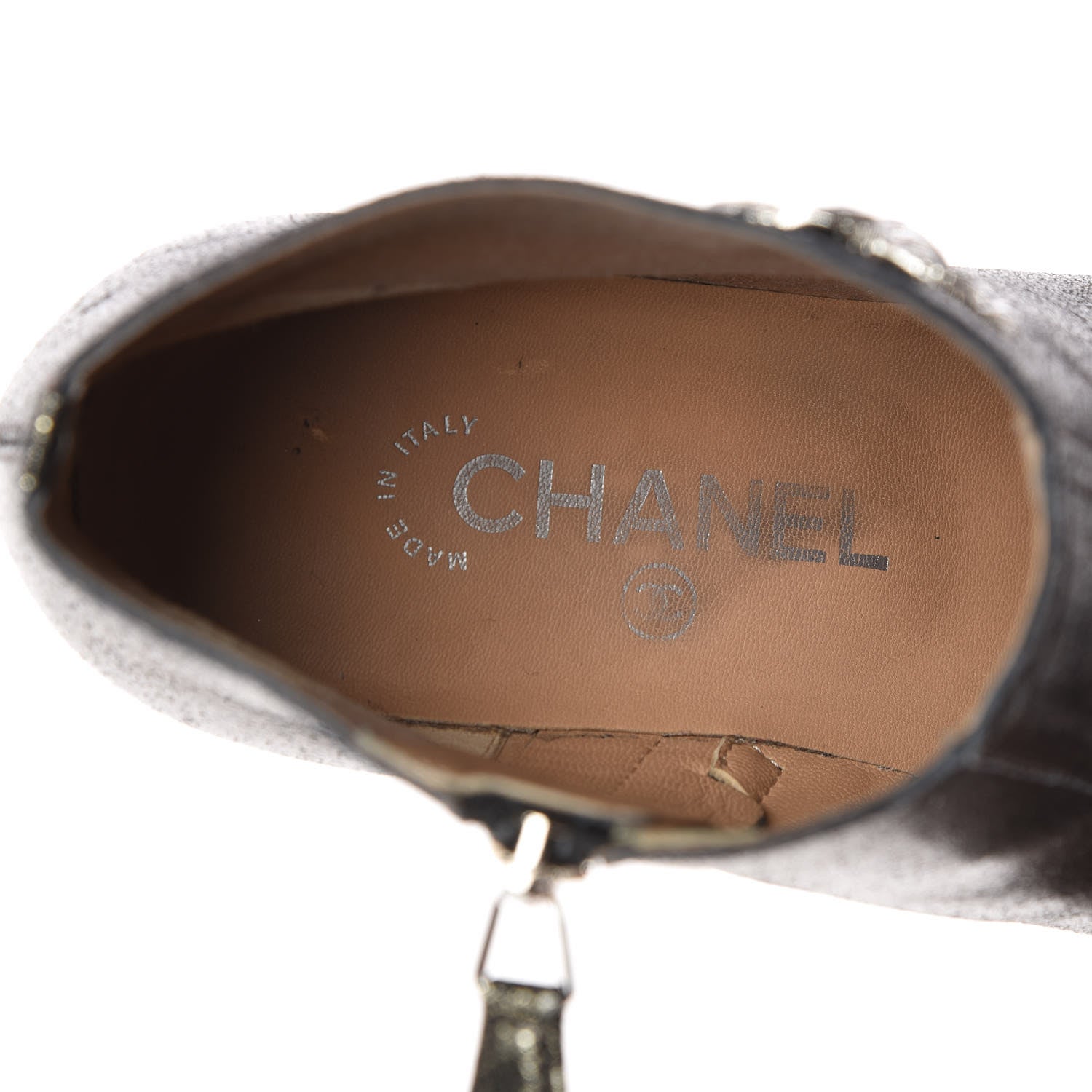 Chanel Metallic Fantasy Calfskin Ankle Boots 37.5 Dark Gold 7 of 10