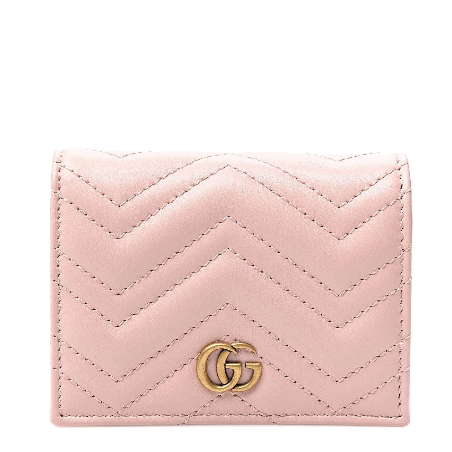 Calfskin Matelasse GG Marmont Card Case Wallet Perfect Pink