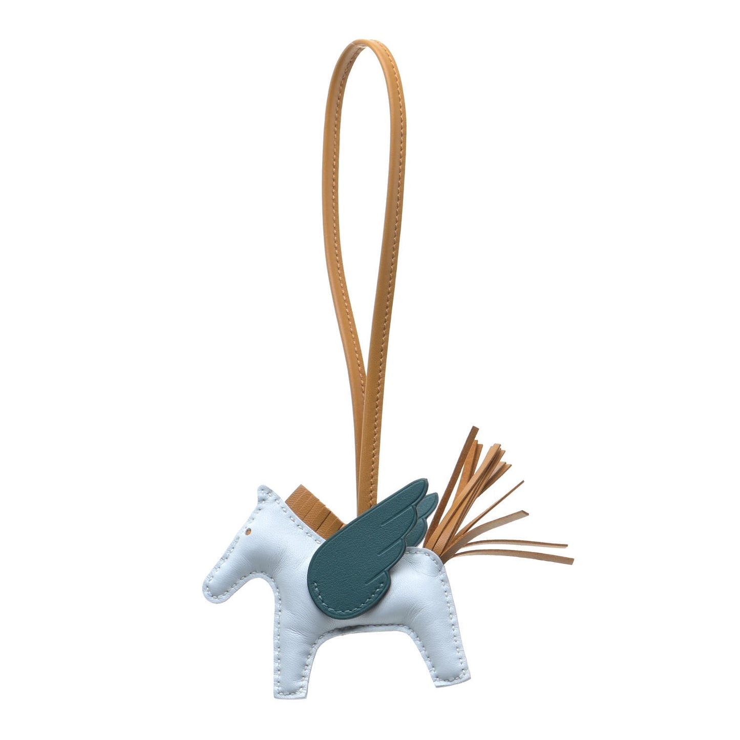 Milo Lambskin Grigri Rodeo Pegase Horse Bag Charm PM Bleu Brume Sesame Vert Bosphore