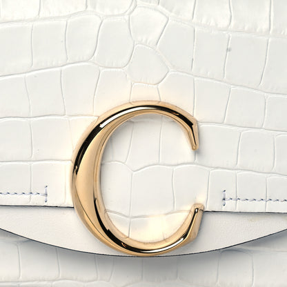 Chloe Calfskin Crocodile Embossed Mini C Double Carry Brilliant White 7 of 9