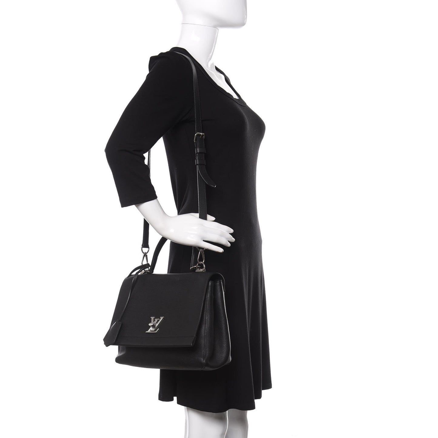 Soft Calfskin Lockme II Top Handle Black