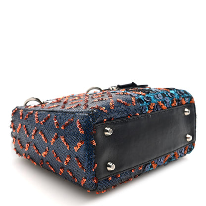 Christian Dior Sequin Lambskin Esprit Tokyo Mini Lady Dior Blue Multicolor 4 of 9