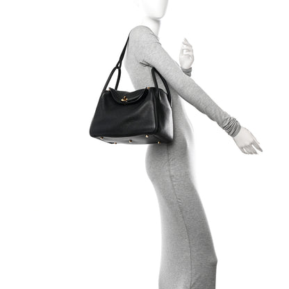 Hermes Taurillon Clemence Lindy 30 Black 2 of 10