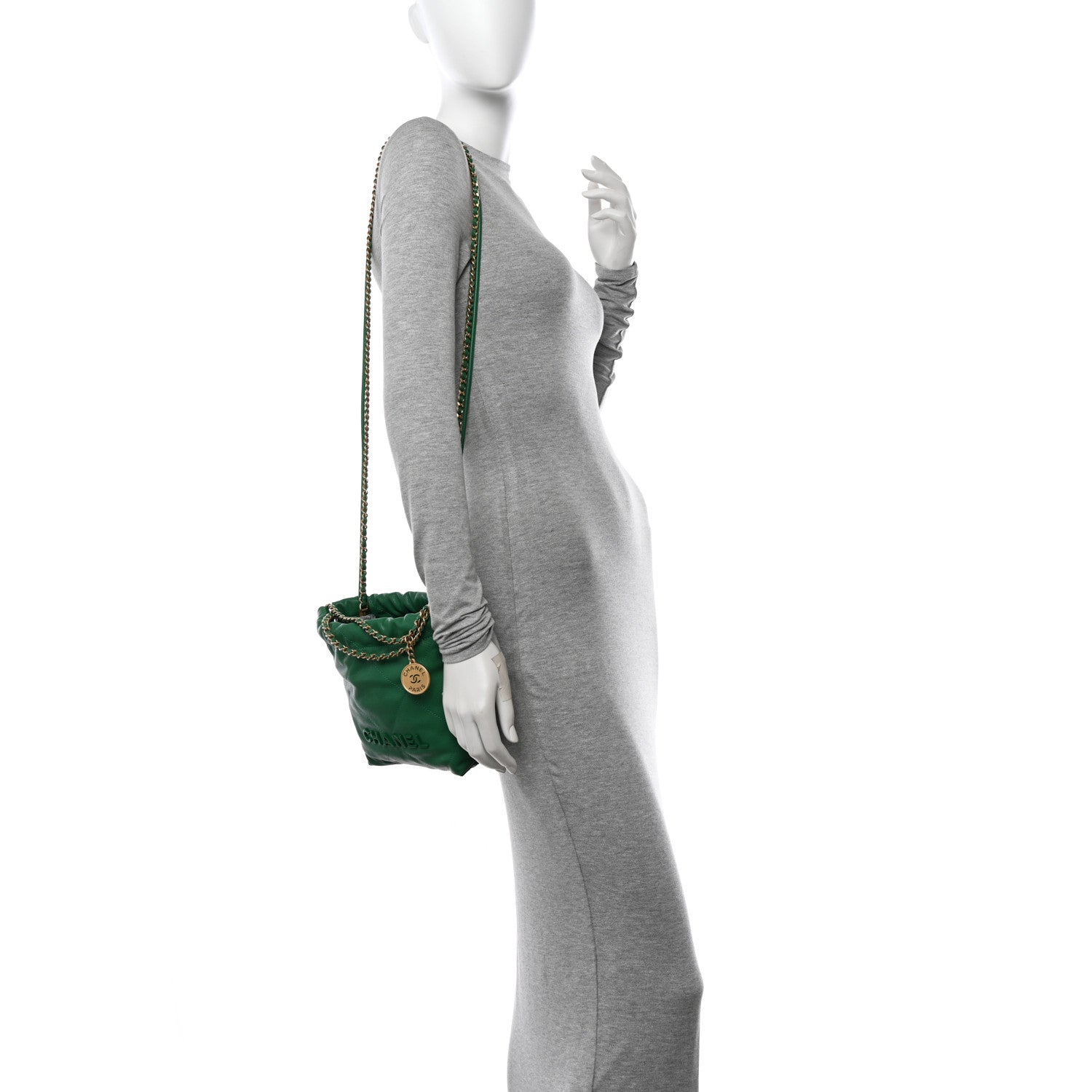 Chanel Shiny Caviar Quilted Mini Chanel 22 Green 2 of 10