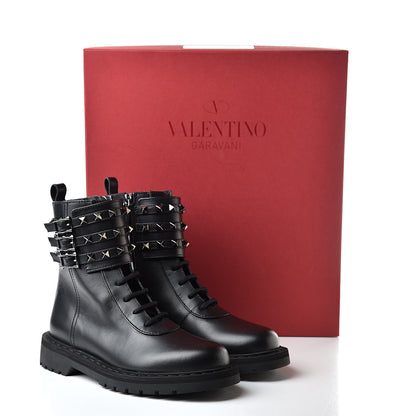 Valentino Garavani Calfskin Rockstud 20mm Combat Boots 35.5 Black 8 of 8