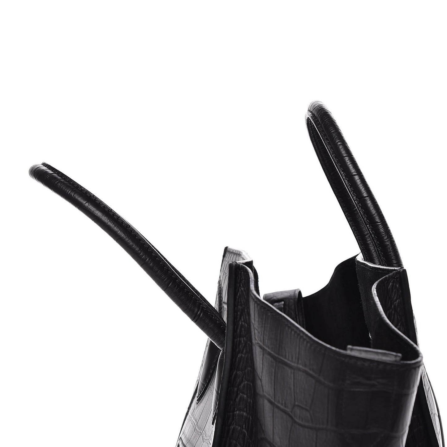 Crocodile Embossed Calfskin Medium Phantom Luggage Black