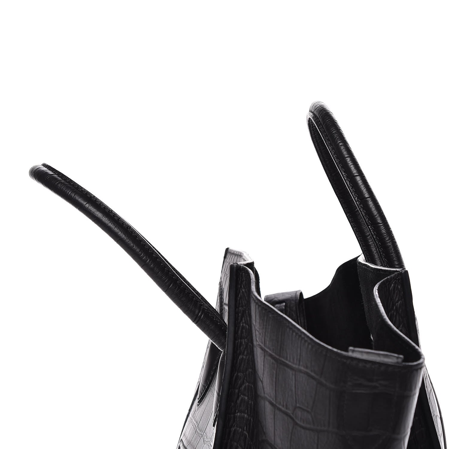 Celine Crocodile Embossed Calfskin Medium Phantom Luggage Black 7 of 9