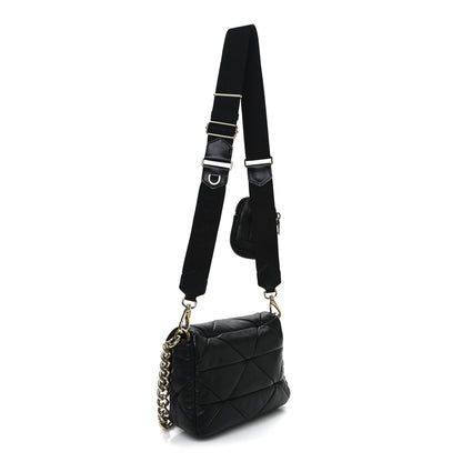 Prada Nappa Re-Nylon Triangle Quilted Patchwork System Flap Shoulder Bag Black 3 of 10