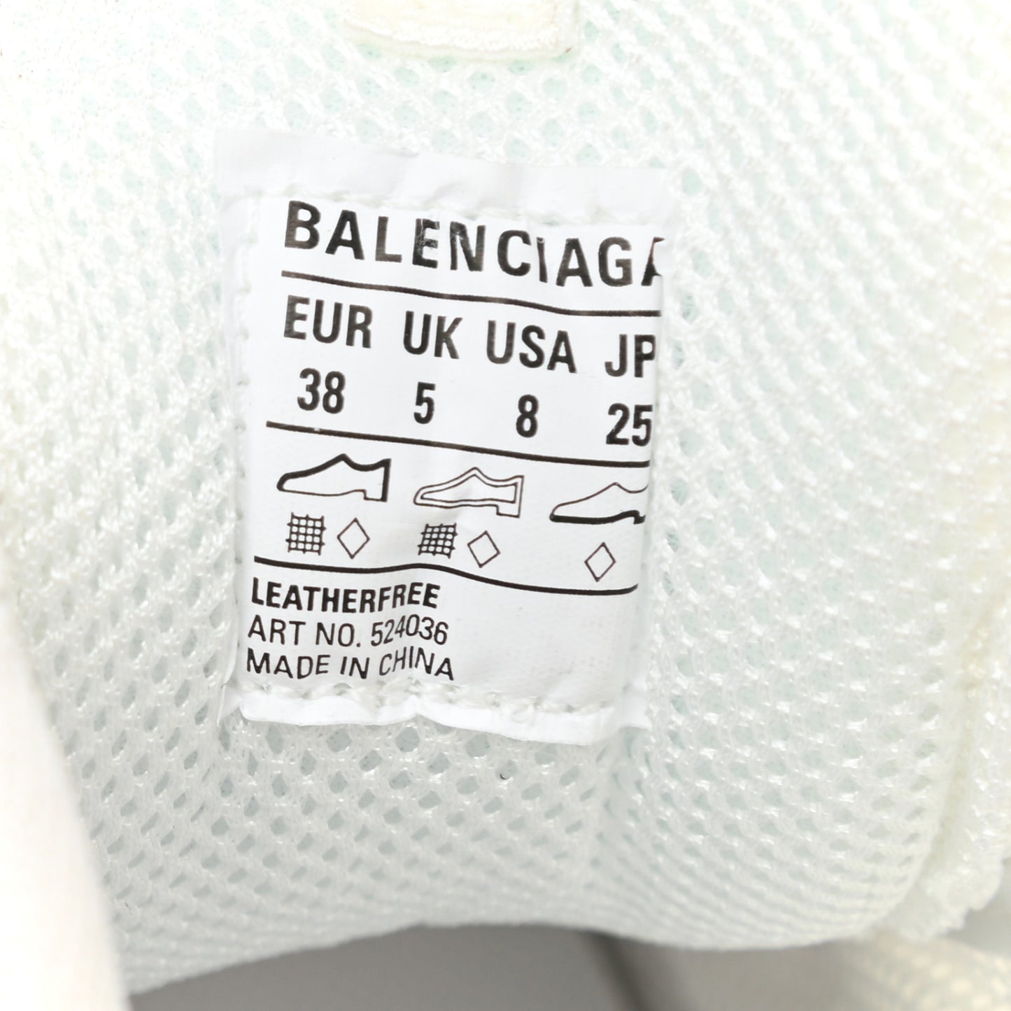 Fabric Mesh Womens Triple S Sneakers 38 White