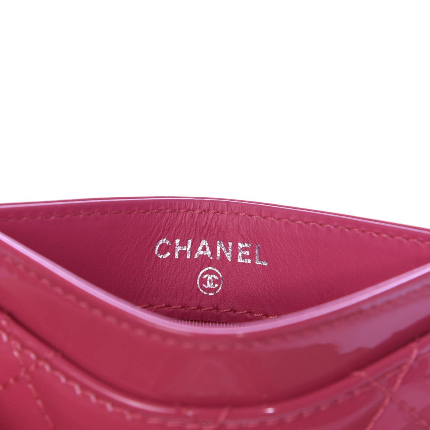 Chanel Patent Quilted Card Holder Pink 6 of 9