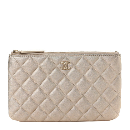 Chanel Metallic Lambskin Quilted Cosmetic Case Gold 1 of 7