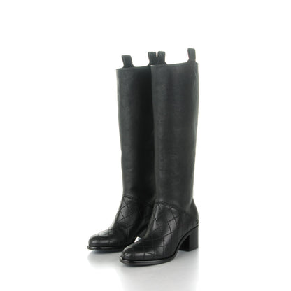 Chanel Calfskin Quilted Riding Boots 38.5 Black 3 of 8