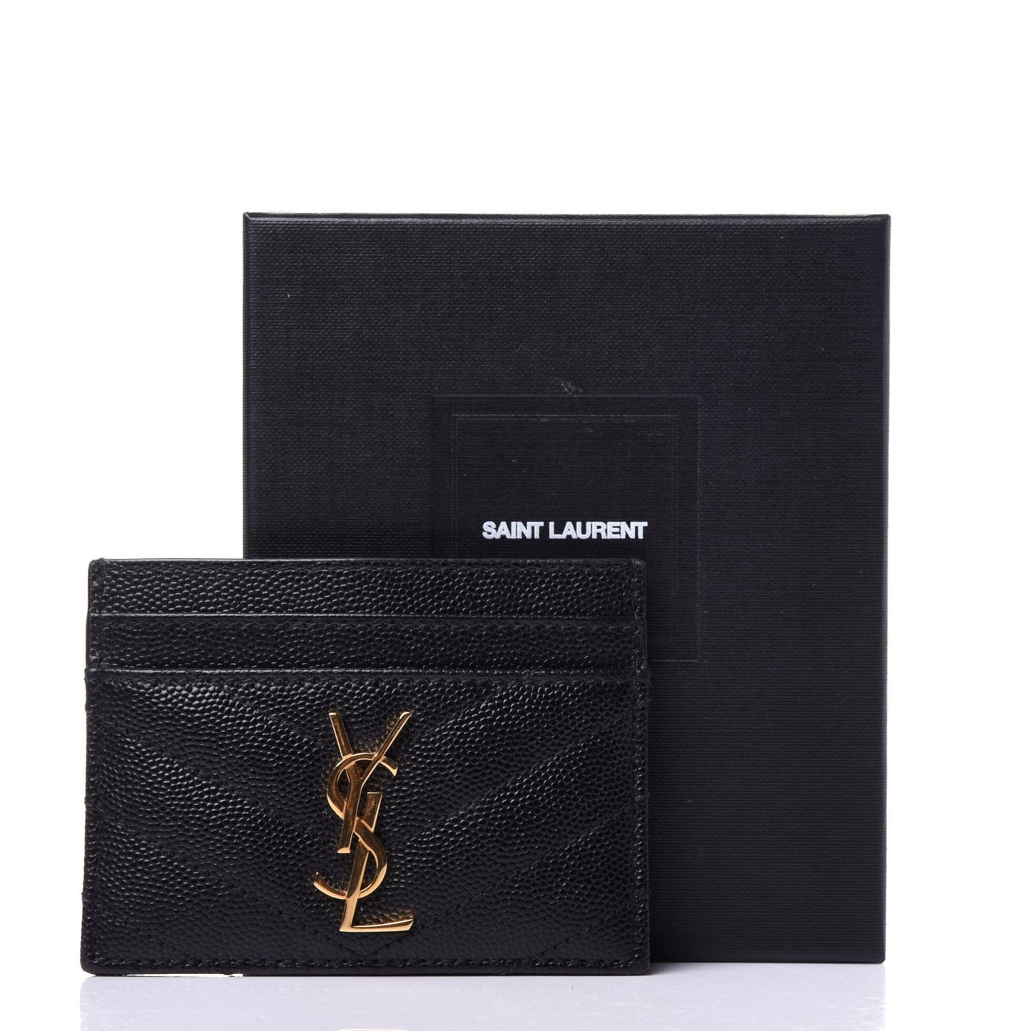 Grain De Poudre Matelasse Chevron Monogram Credit Card Case Black