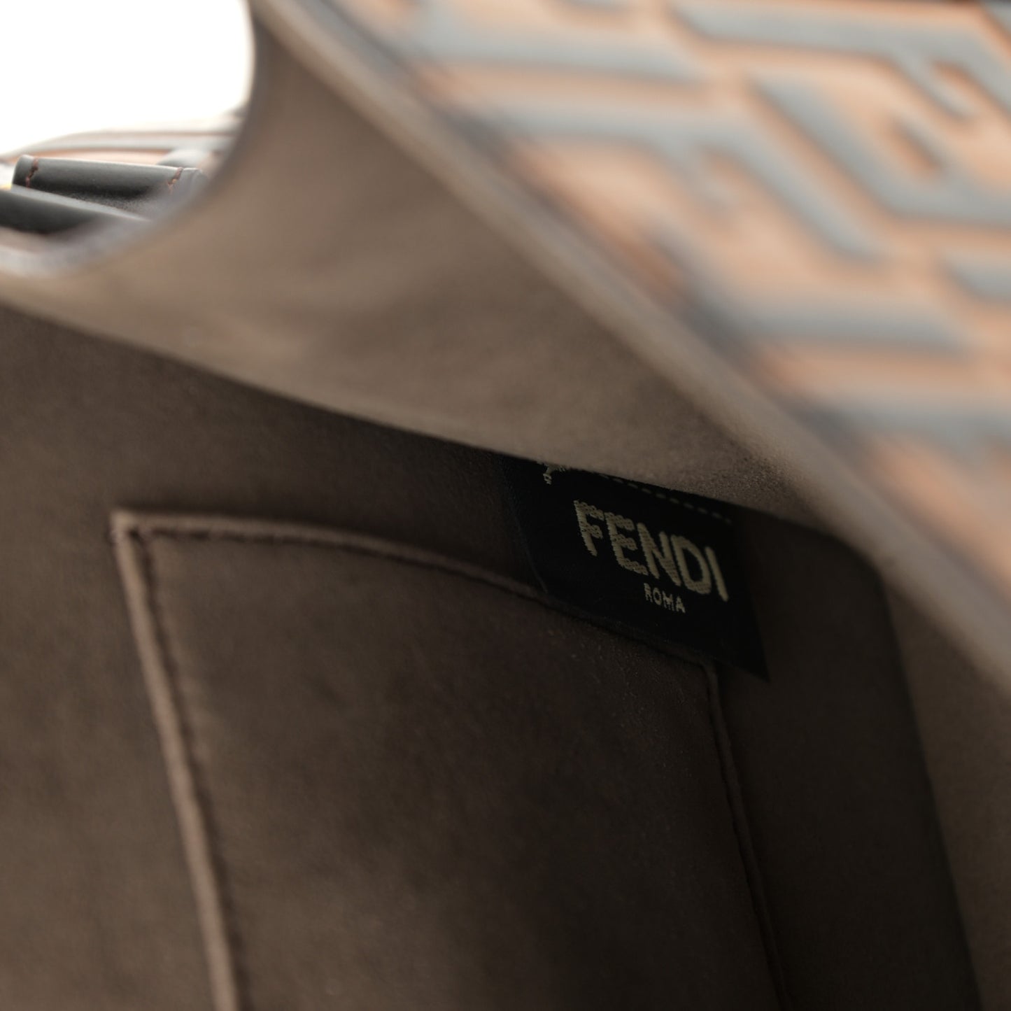 Vitello Century F is Fendi FF Embossed Kan I Shoulder Bag Orzo Tobacco