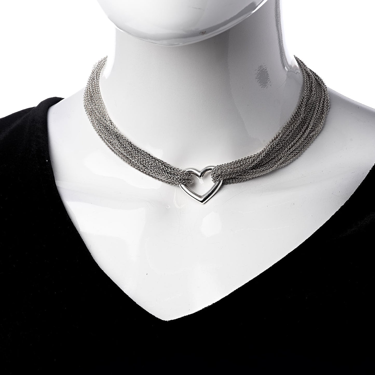Sterling Silver Heart Multi Chain Toggle Necklace