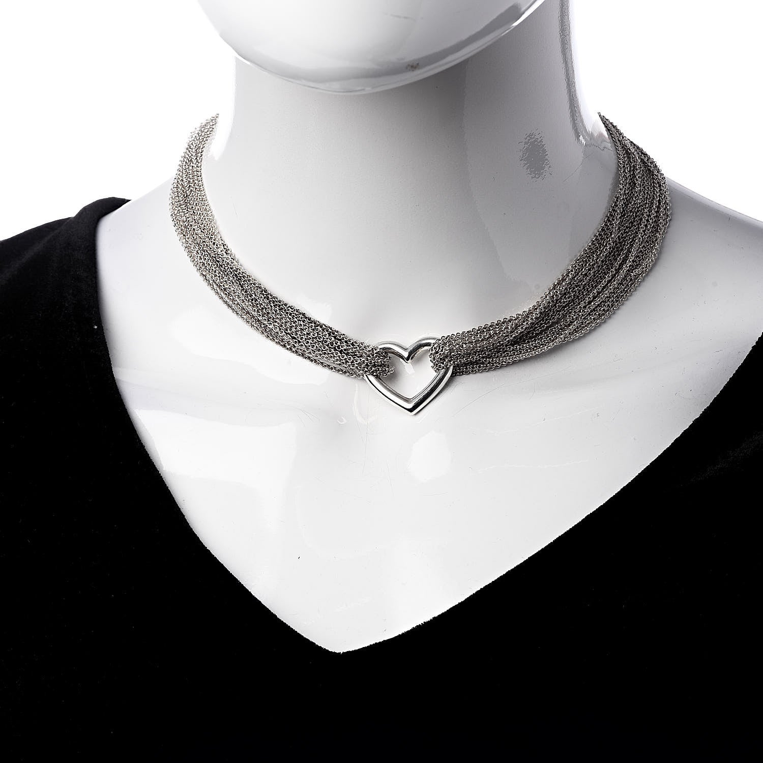 Tiffany Sterling Silver Heart Multi Chain Toggle Necklace 2 of 5