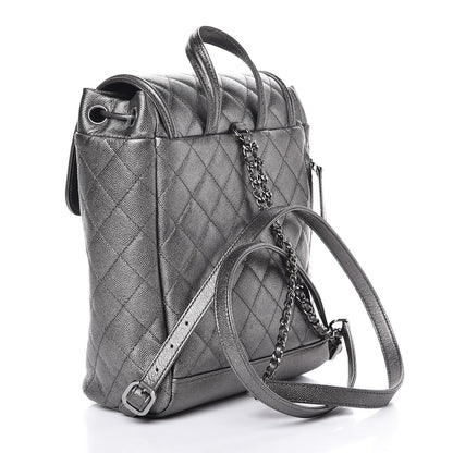 Chanel Metallic Caviar Quilted Filigree Backpack Dark Silver 2 of 10