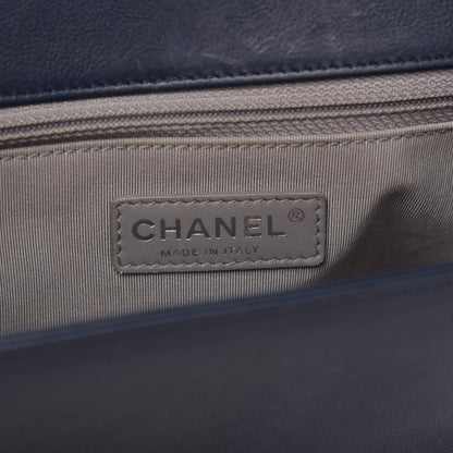 Chanel Calfskin Double Stitch New Medium Boy Flap Navy Blue 8 of 9