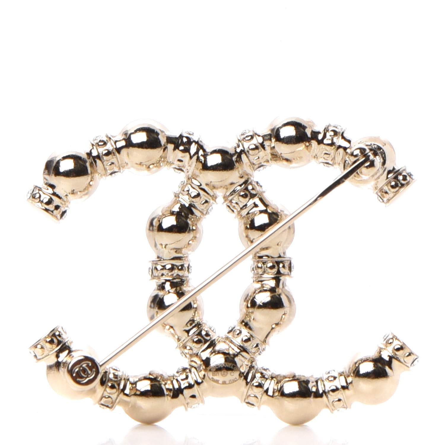 Chanel Pearl Crystal Nefertiti CC Brooch Gold 3 of 5