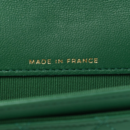 Chanel Lambskin Quilted Flap Card Holder Wallet Green 7 of 8