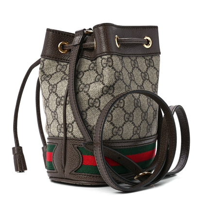 Gucci GG Supreme Monogram Web Mini Ophidia Bucket Bag Brown 3 of 11