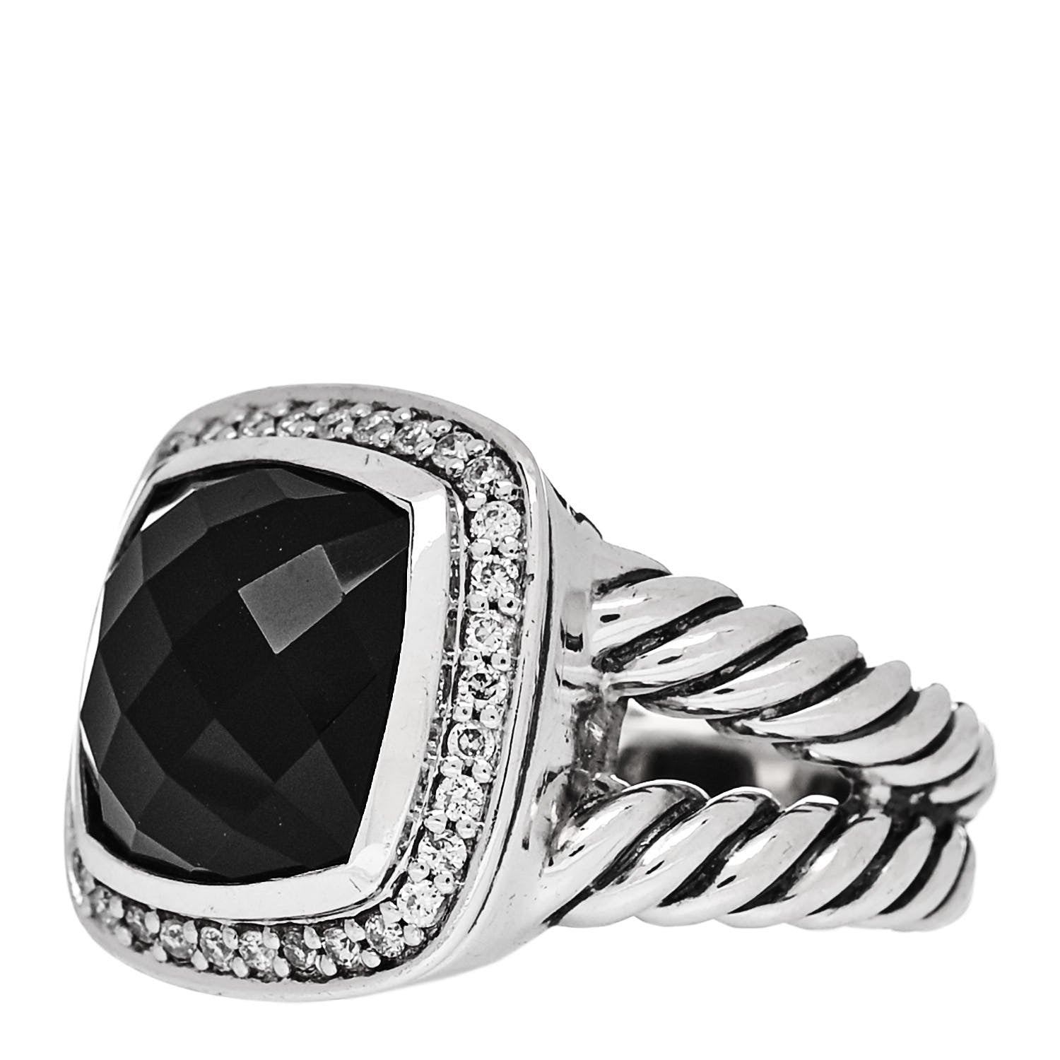 David Yurman Sterling Silver Diamond Black Onyx 11mm Albion Statement Ring 52 6 3 of 5