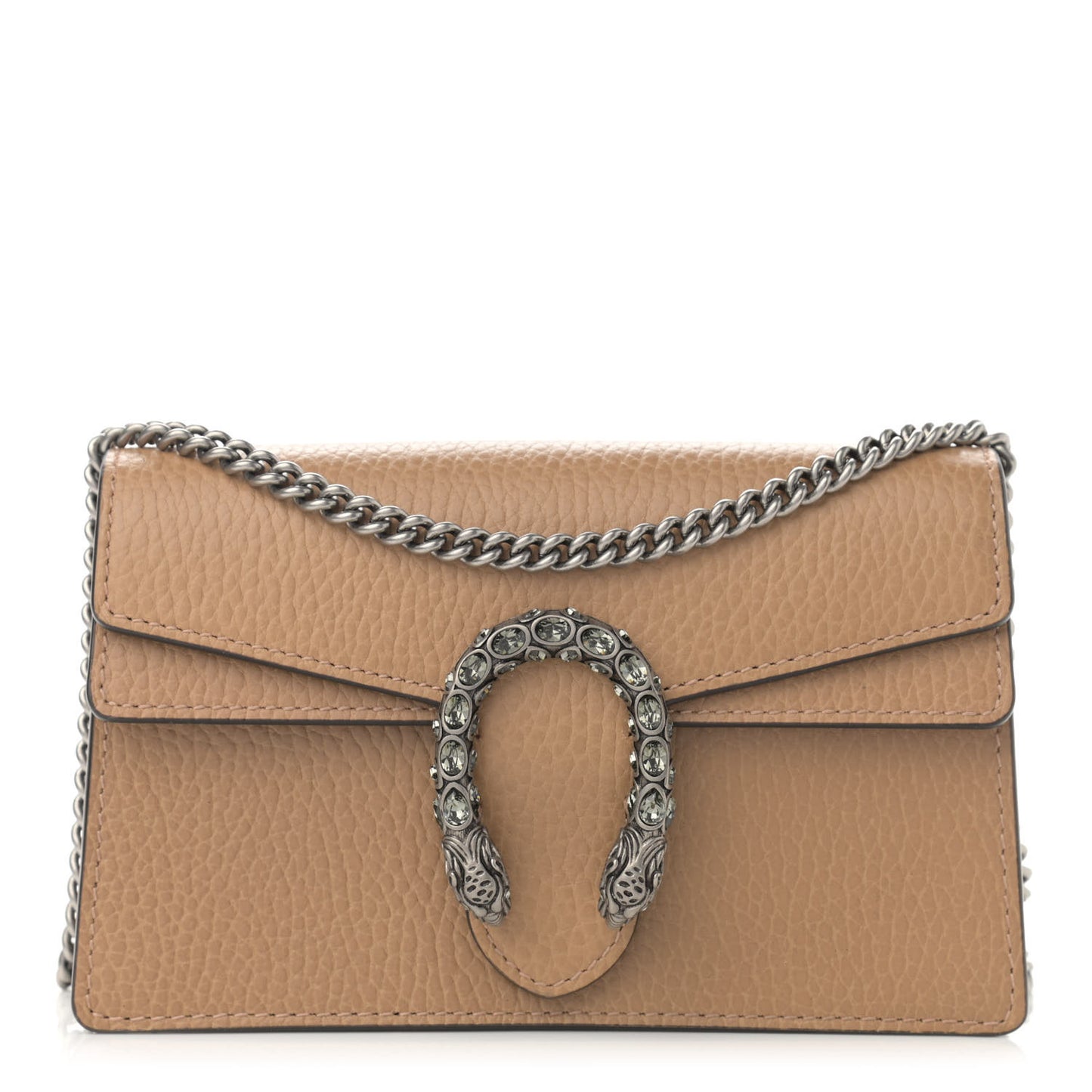 Dollar Calfskin Crystal Super Mini Dionysus Shoulder Bag Natural Tan Black Diamond