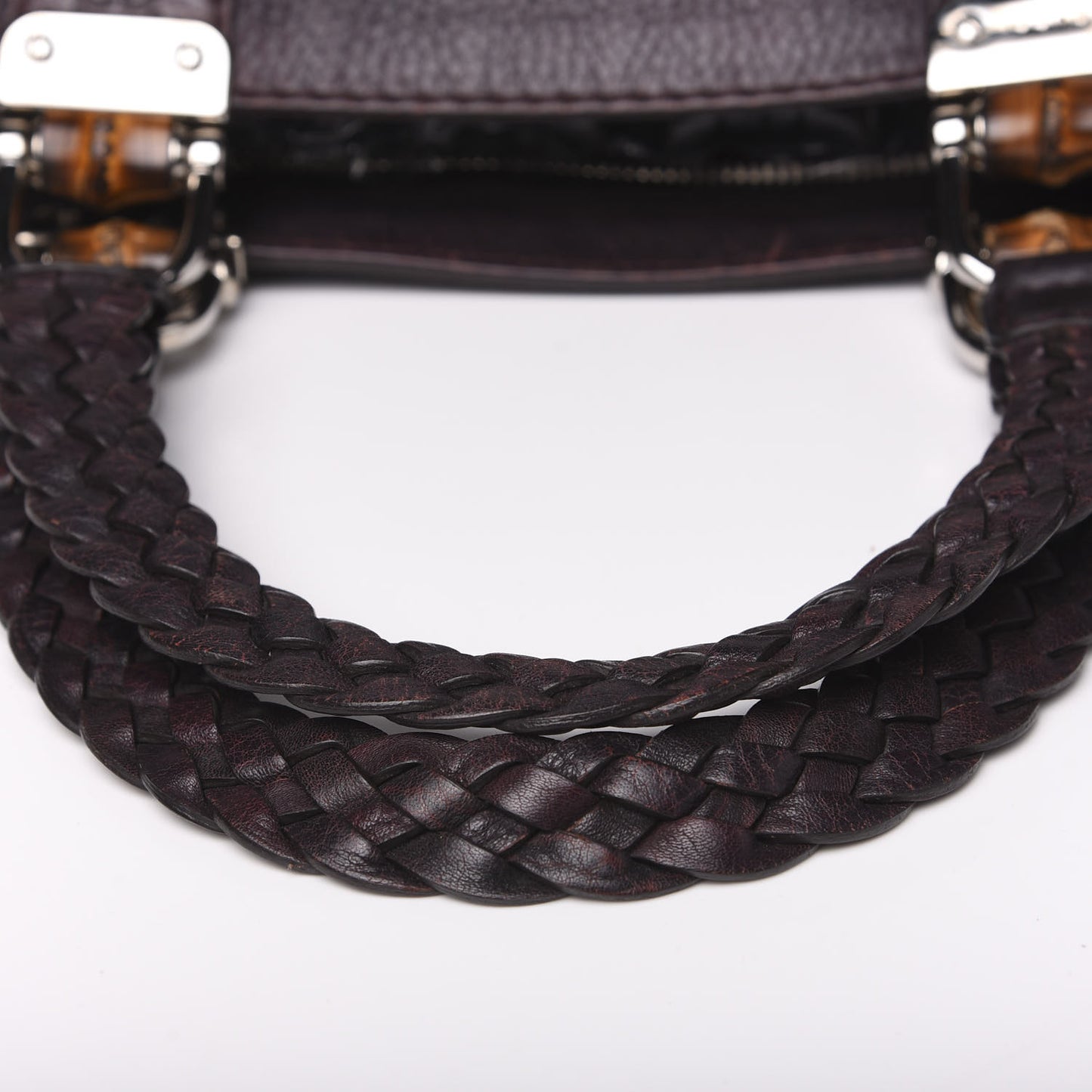 Calfskin Medium Bamboo Bar Tote Bag Dark Brown