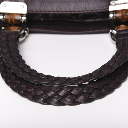 Gucci Calfskin Medium Bamboo Bar Tote Bag Dark Brown 10 of 12