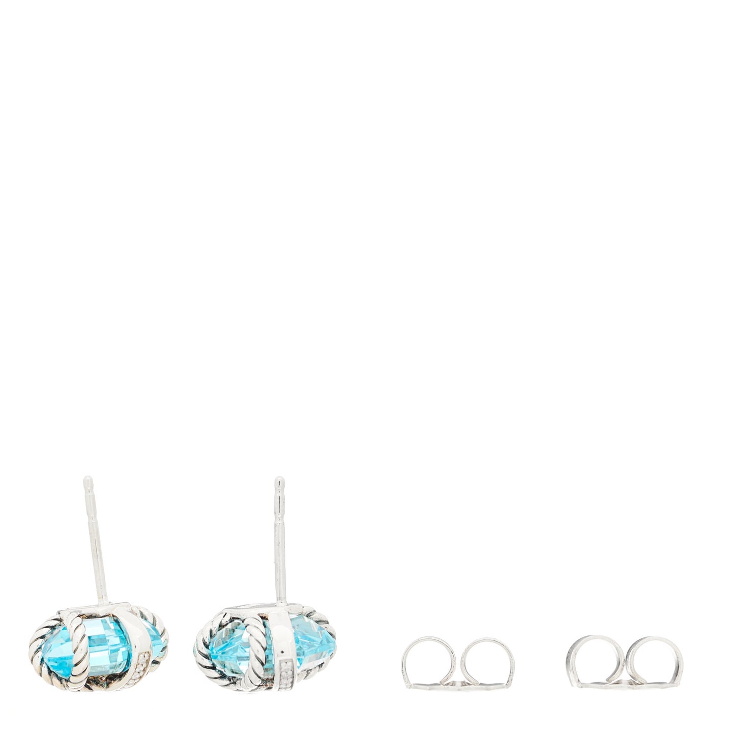 Sterling Silver Diamond Blue Topaz 10mm Cable Wrap Earrings
