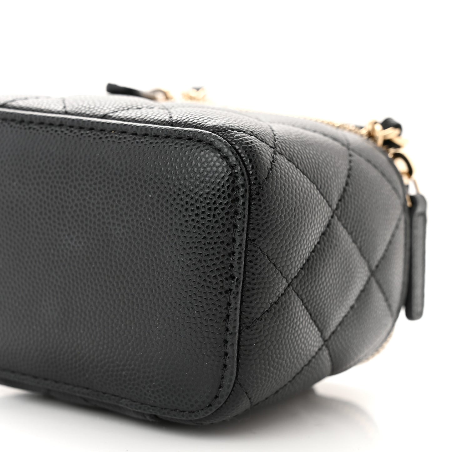 Caviar Quilted Mini Vanity Case With Chain Black