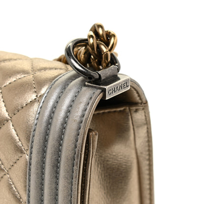 Chanel Metallic Calfskin Quilted Medium Boy Flap Khaki 24 of 26