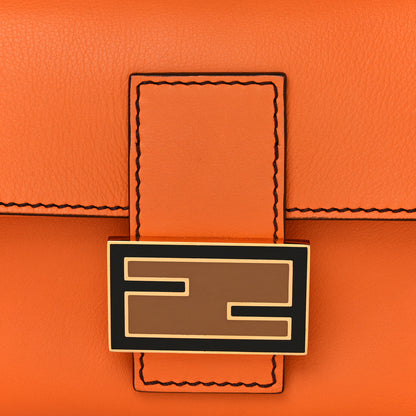 Fendi Vitello Flamingo Enamel Interchangeable Strap Baguette Orange Black Tobacco 9 of 11