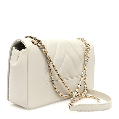 Chanel Sheepskin Chevron Quilted Medium Vintage Mademoiselle Flap White 3 of 10