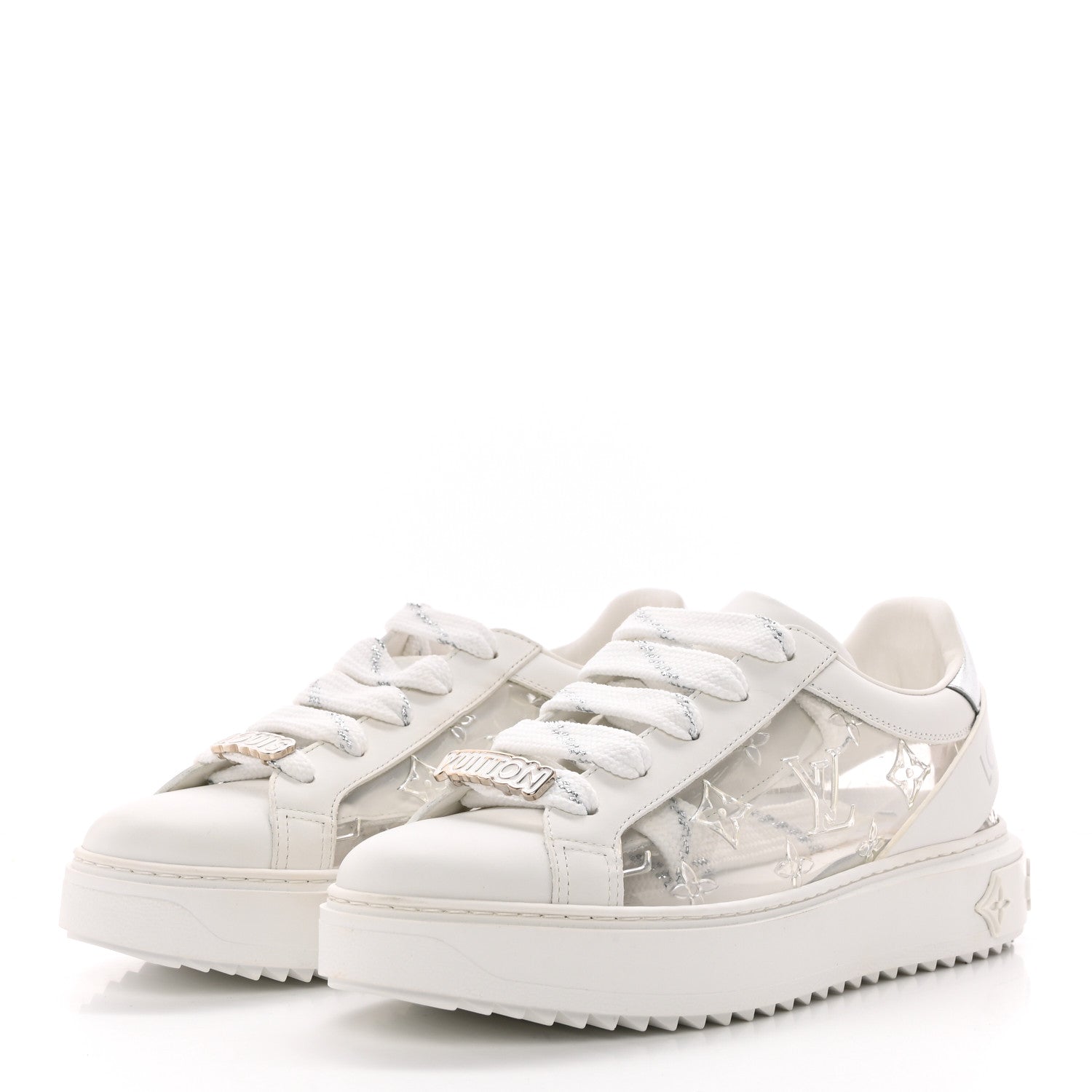 Louis Vuitton Monogram PVC Time Out Sneakers 38 Silver 3 of 10