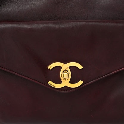 Chanel Calfskin Flap Shoulder Bag Burgundy 10 of 12